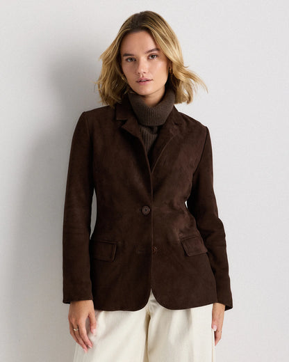 100% Suede Blazer - XS / Espresso Brown