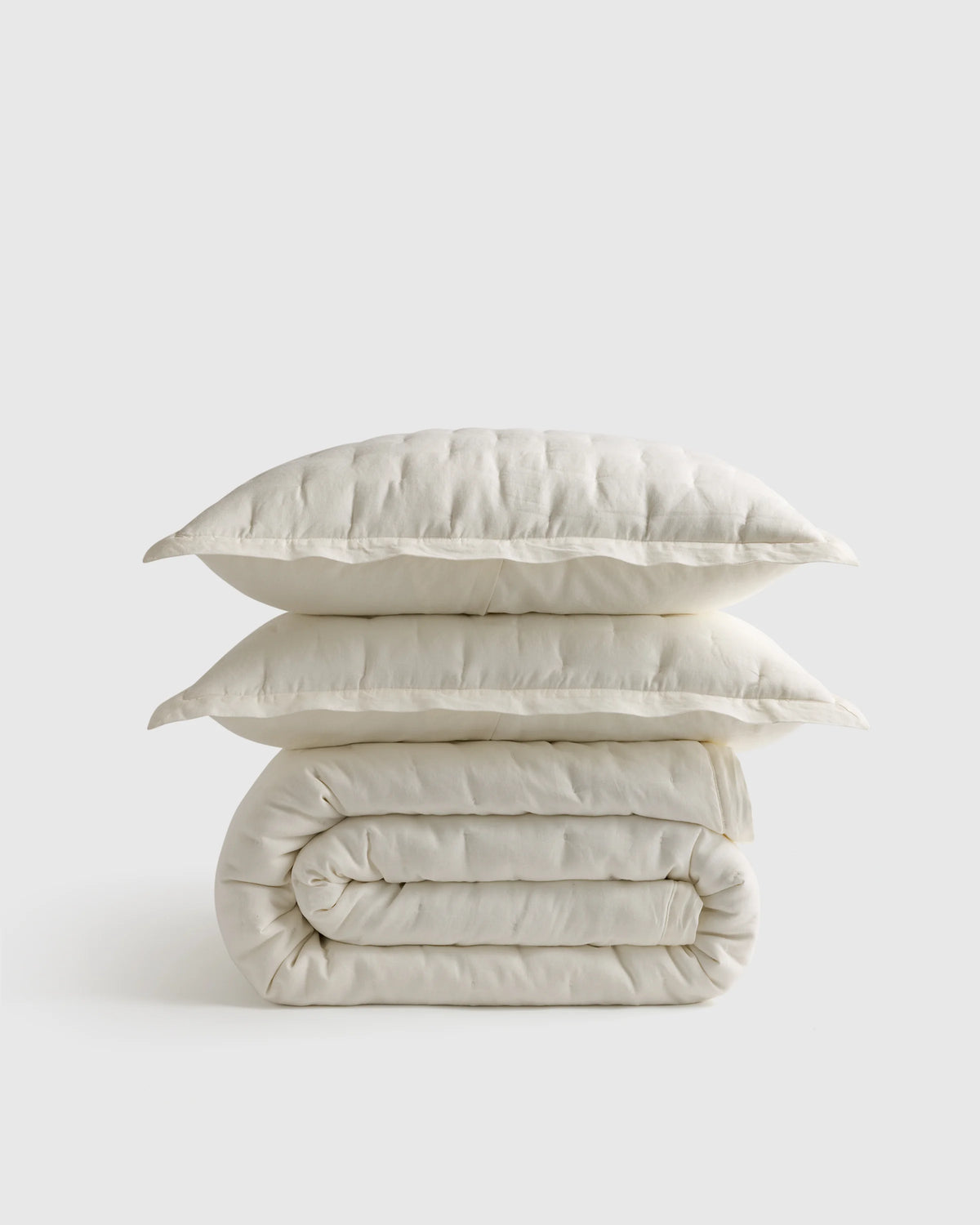 European Linen Dream Quilt Set - Twin / Dusty Olive