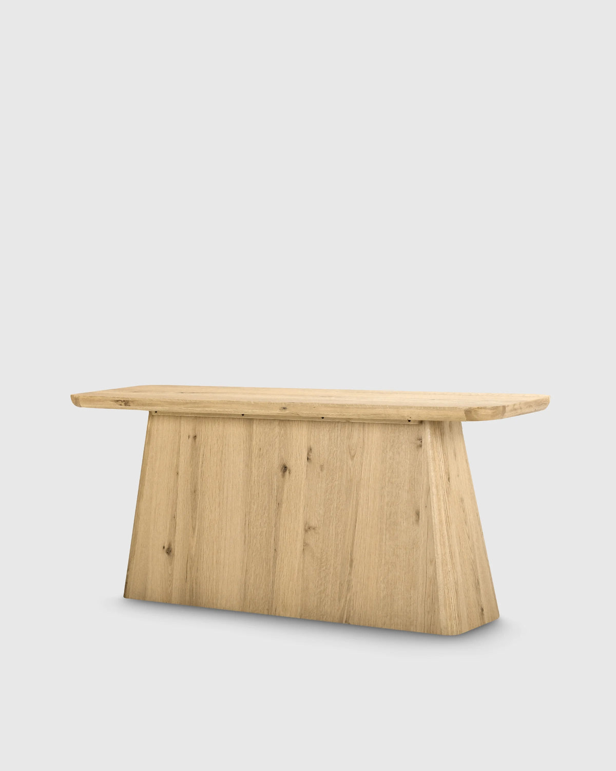 Rustic Oak Plinth Console Table - One Size / Light Brown