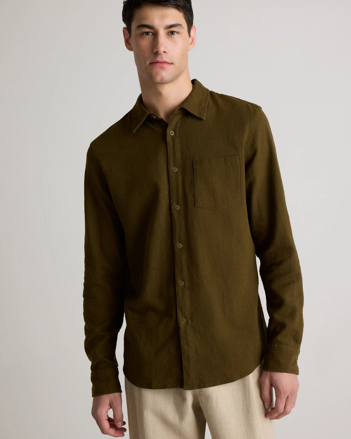 Organic Cotton Stretch Selvage Shirt - S / Mini Blue Stripe