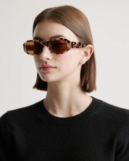 Cora Polarized Acetate Sunglasses - Wide / Black with Grey lens