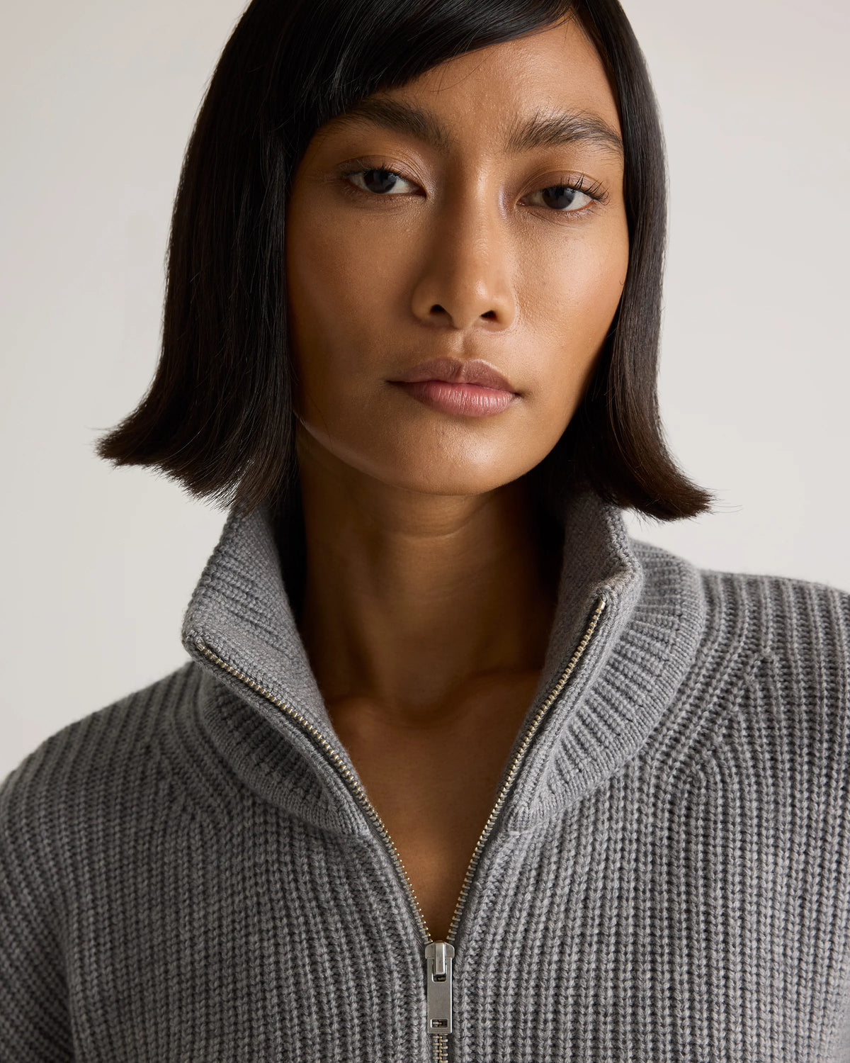 Australian Merino Wool Half Zip Sweater - XS / Heather Grey