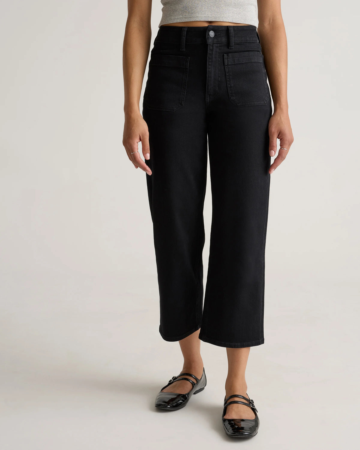 Bella Stretch Patch Pocket Wide Leg Jeans - 24 / Seaside Blue