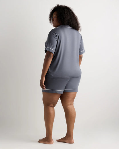 Bamboo Jersey Short Sleeve Pajama Set - 1X / Black