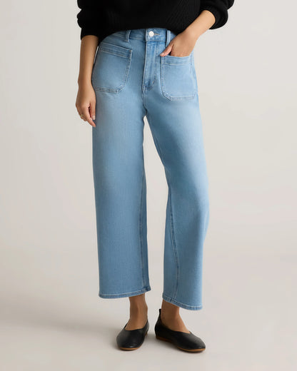 Bella Stretch Patch Pocket Wide Leg Jeans - 24 / Deep Sea Blue
