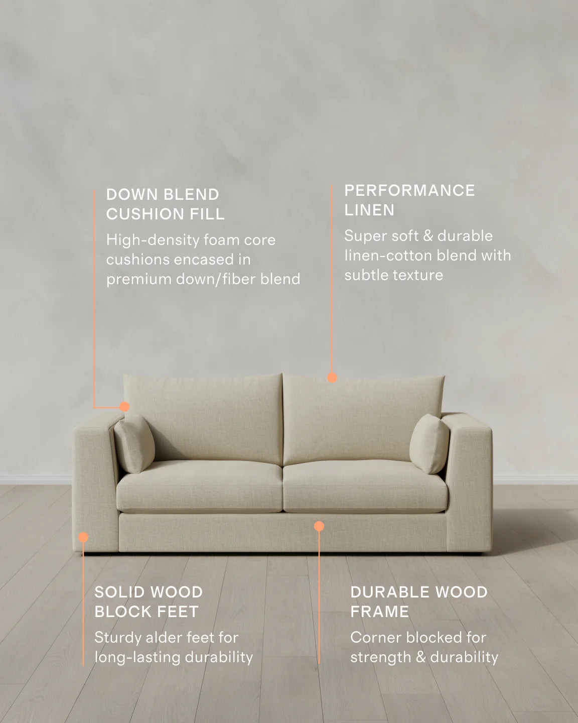 Oasis Sofa in Performance Linen - 7ft / Pearl