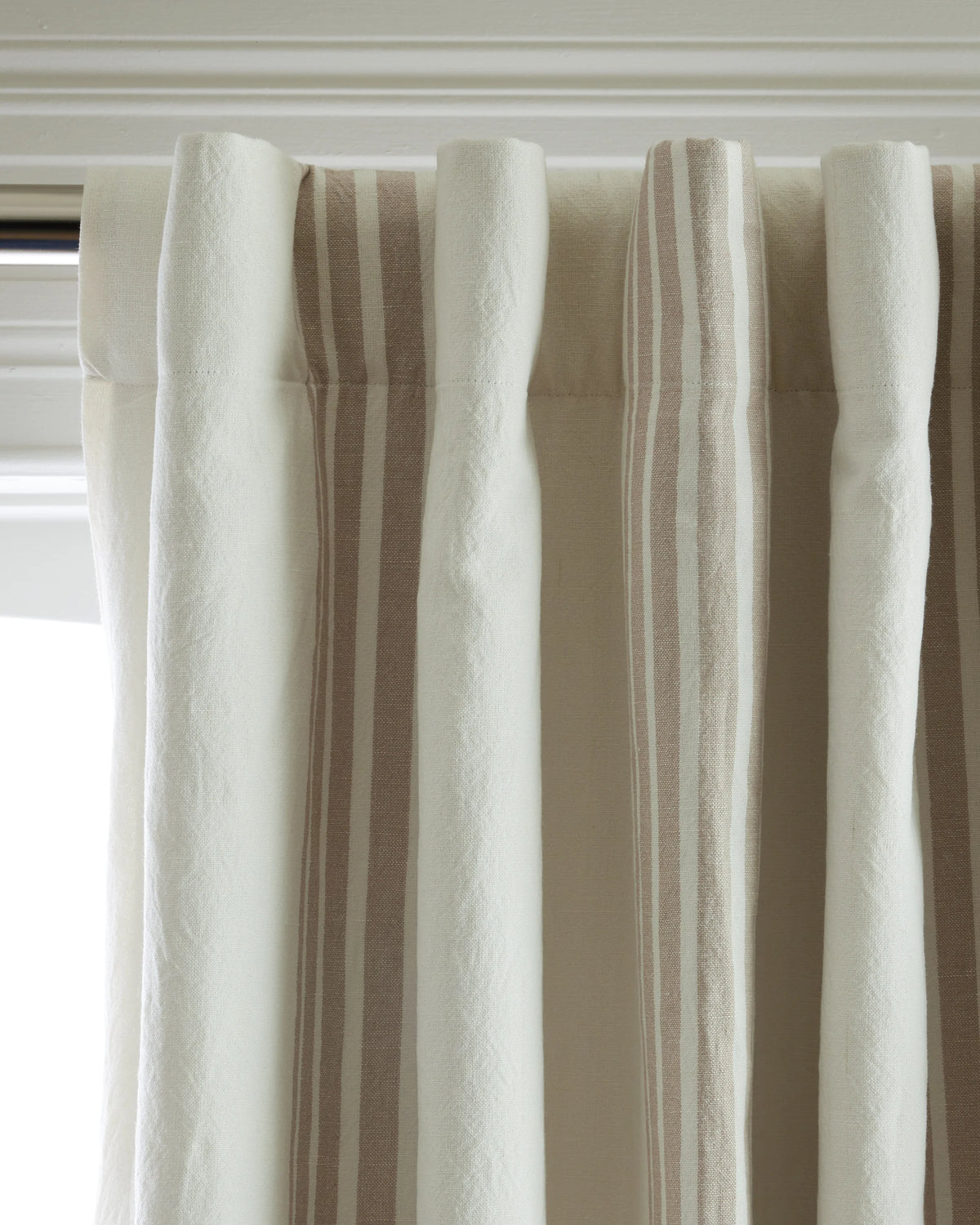 Coastal Stripe Linen Cotton Room Darkening Curtain - Single Panel - 48x84 / Ivory/Sage Green