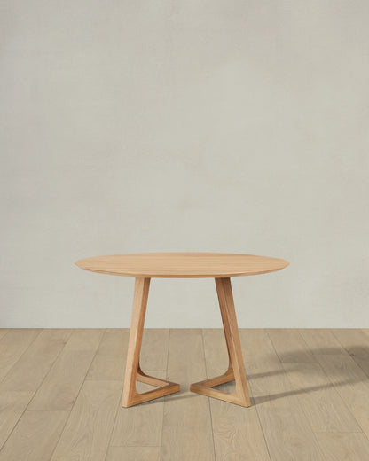 Solid Wood Midcentury Round Dining Table - One Size / Brown Walnut