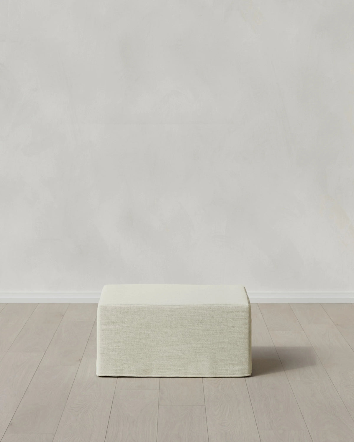 Ellery Slipcover Ottoman in Performance Linen - One Size / Sand