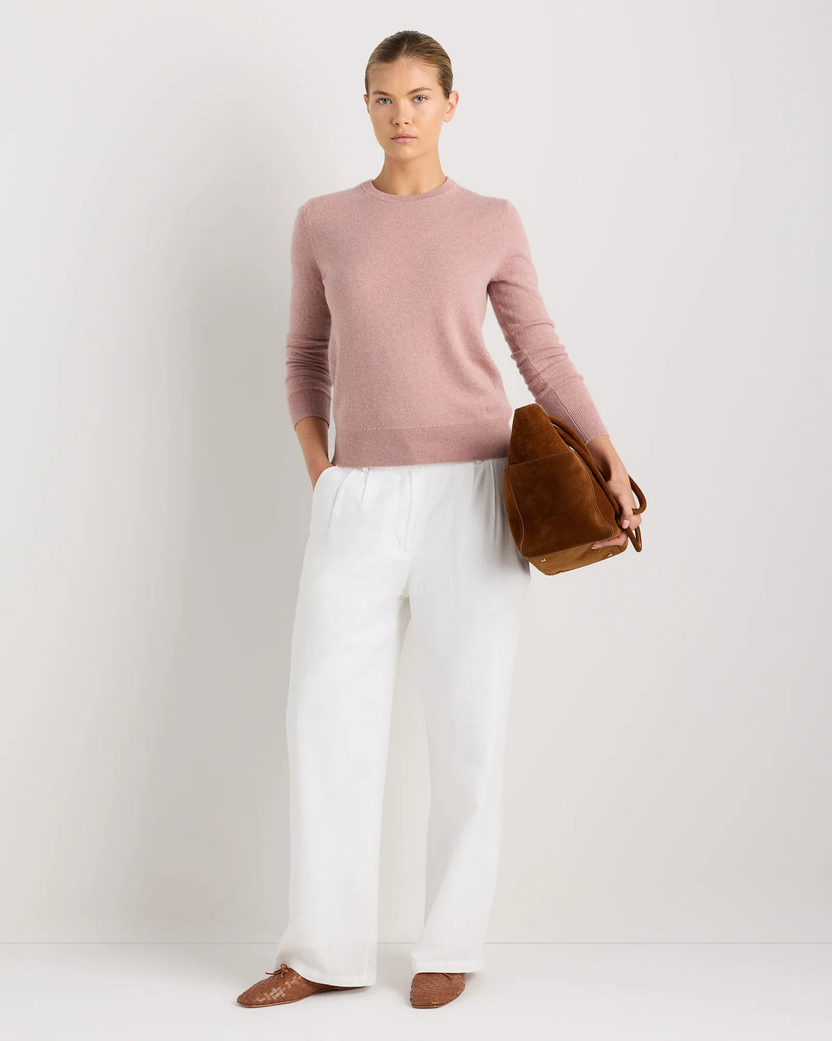 Mongolian Cashmere Crewneck Sweater - XS / Ivory
