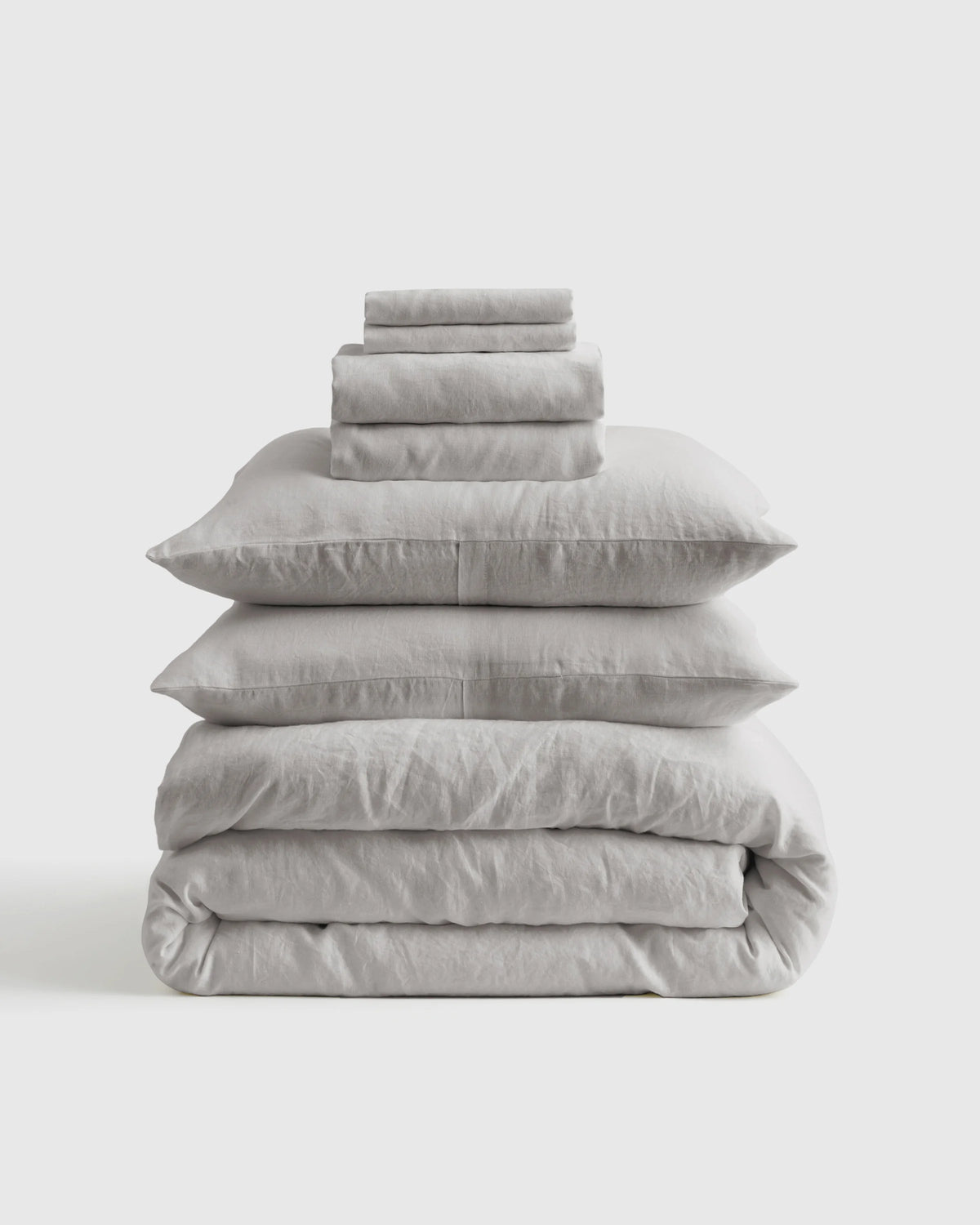 European Linen Deluxe Bedding Bundle - Twin / Willowleaf/White Stripe