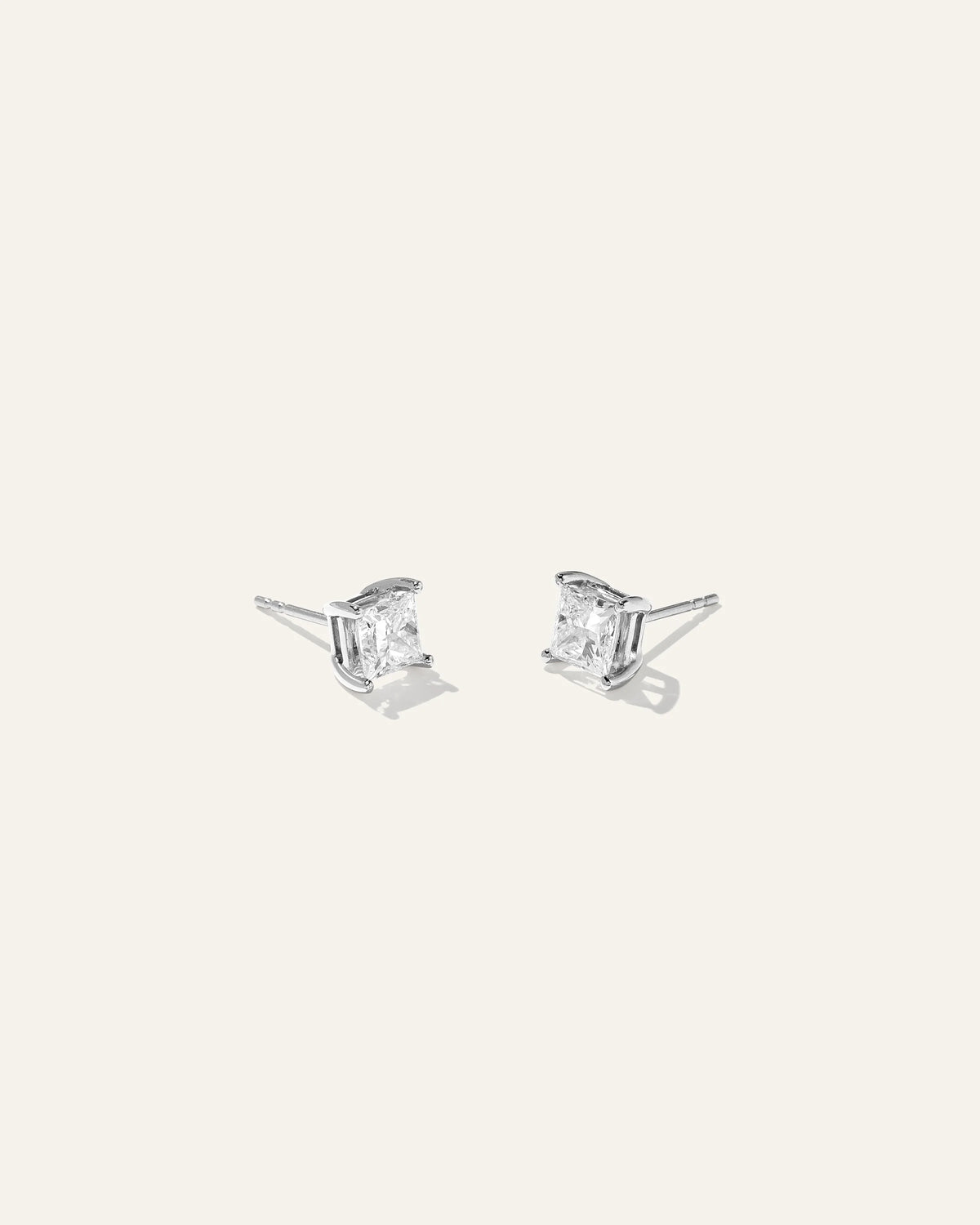 14K Gold Lab Grown Diamond Princess Solitaire Studs - 2ctw - One Size / Yellow Gold