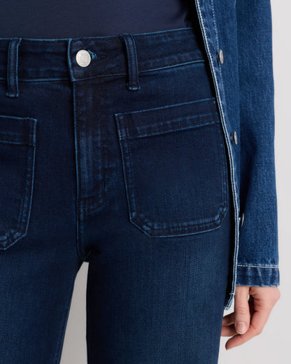 Bella Stretch Patch Pocket Wide Leg Jeans - 24 / Seaside Blue