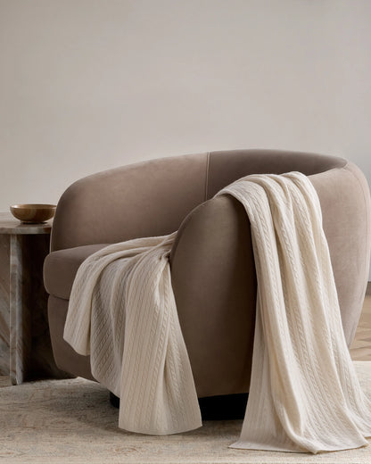 Cable Knit Cashmere Throw - 50x70 / Limoncello