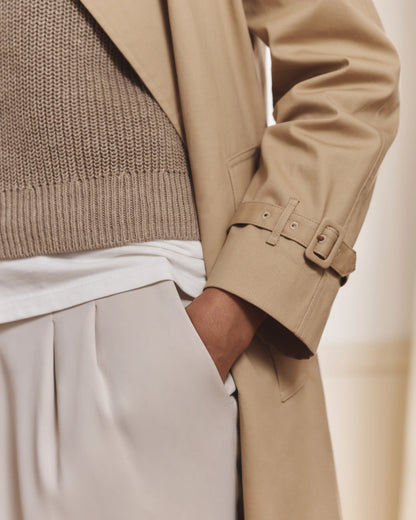 Comfort Stretch Long Trench Coat - XS / Dark Khaki