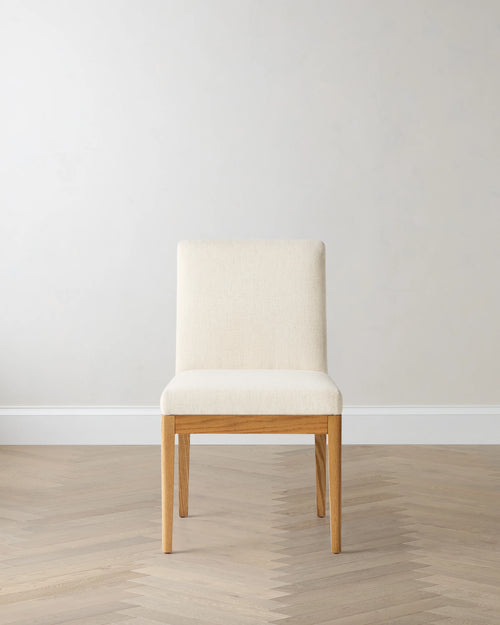Performance Fabric Dining Chair with Solid Oak Legs (Set of 2) - One Size / Snow/Natural