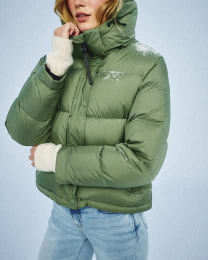 Responsible Down Cropped Puffer Jacket - XS / Shiny Black