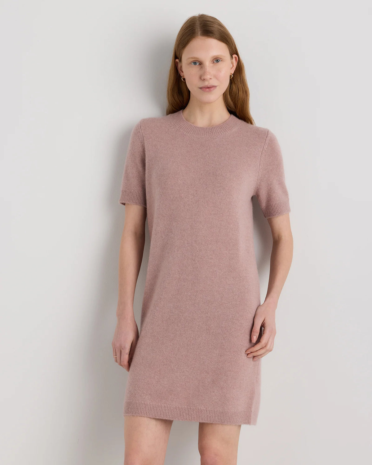 Mongolian Cashmere Short Sleeve Mini Dress - XS / Faded Denim