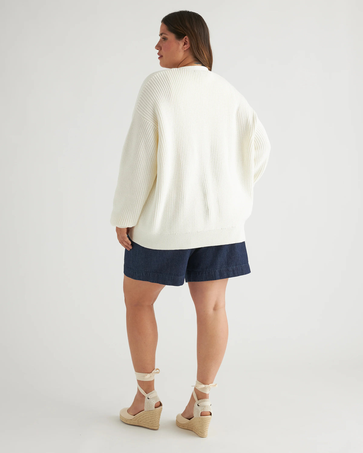 100% Organic Cotton Oversized Boyfriend Cardigan - XS / Speckled Beige