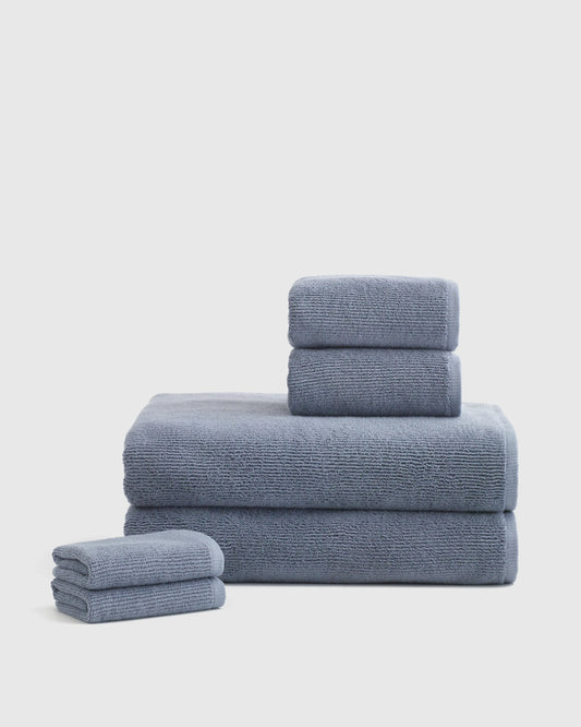 Turkish Ribbed Quick Dry Bath Sheet Bundle - One Size / Mineral