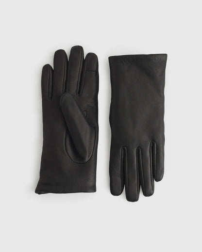 Cashmere Lined Leather Gloves - S / Black