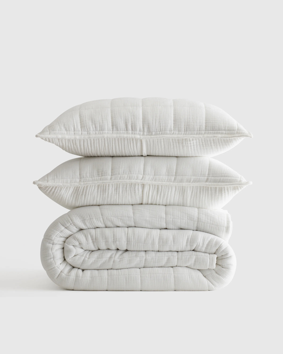 Organic Cotton Gauze Box Quilt Set - Twin / Mineral