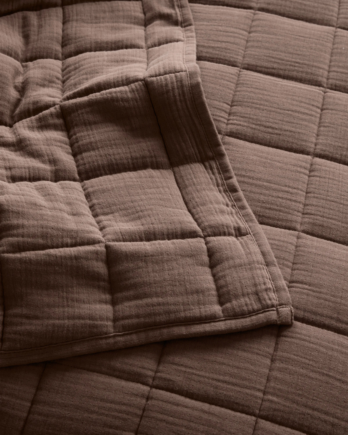 Organic Cotton Gauze Box Quilt - Twin / Mineral