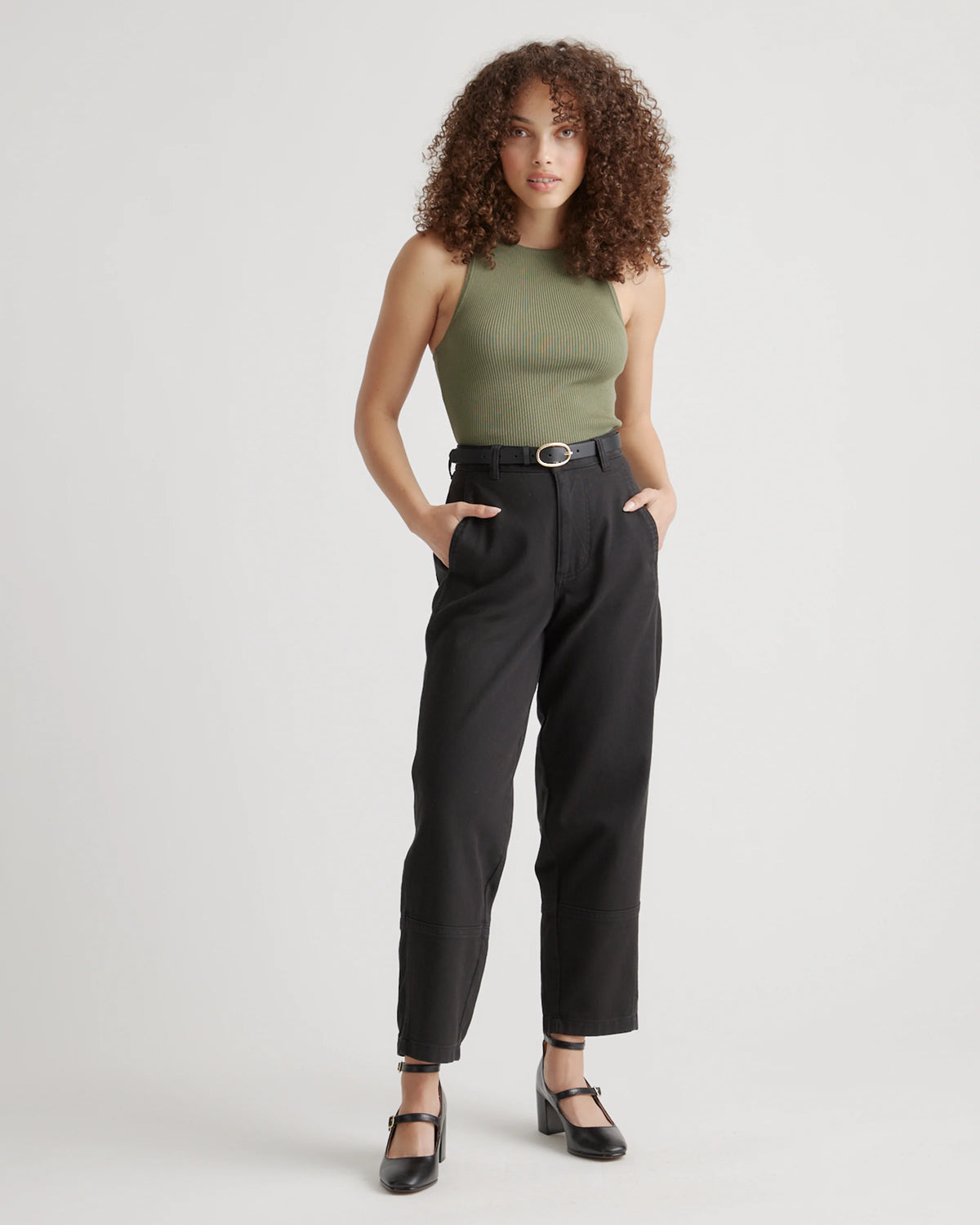 Organic Stretch Cotton Twill Barrel Pants - 0 / Olive