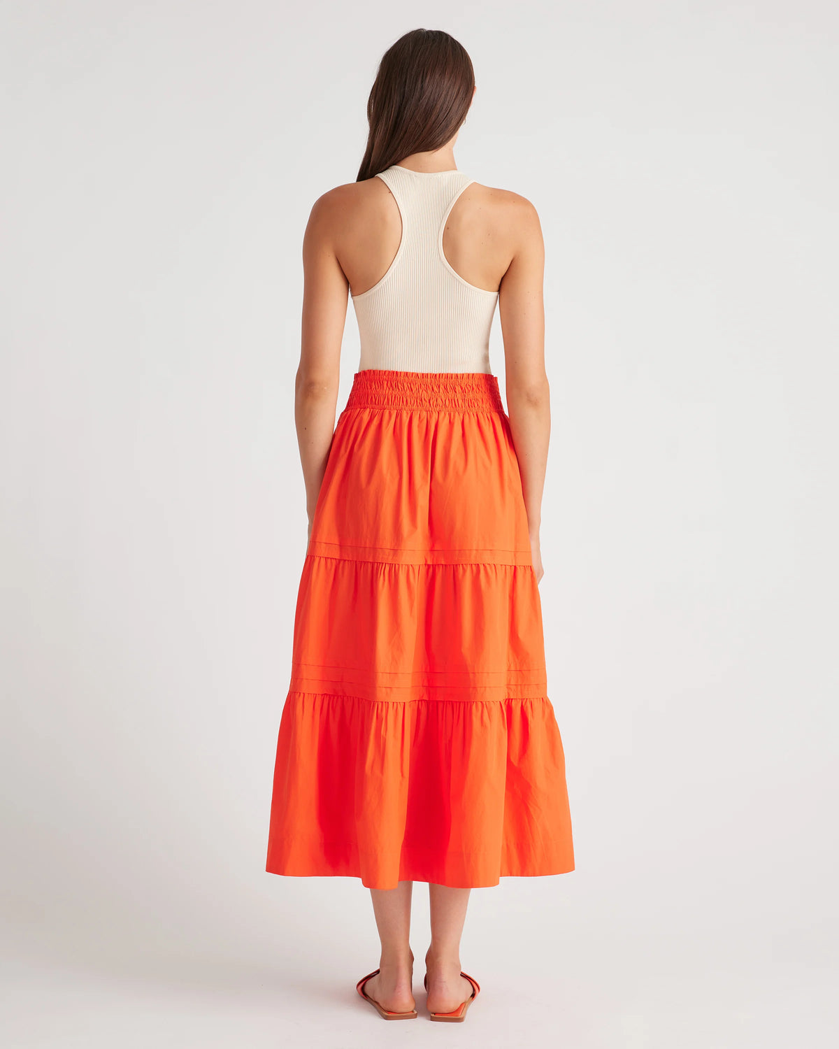 100% Organic Cotton Poplin Tiered Maxi Skirt - XS / Black