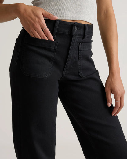 Bella Stretch Patch Pocket Wide Leg Jeans - 24 / Seaside Blue