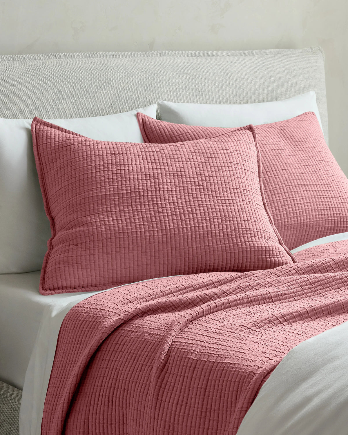 Organic Ribbed Cotton Coverlet Set - Twin / Toffee