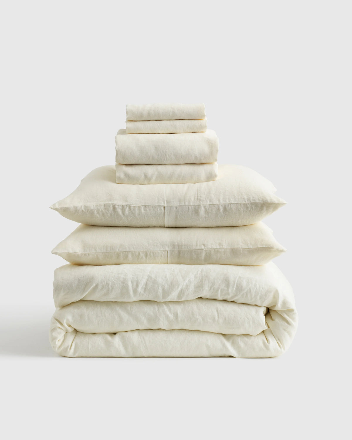 European Linen Deluxe Bedding Bundle - Twin / Willowleaf/White Stripe