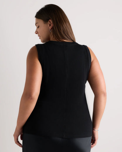 Organic Cotton Micro-Rib Cutaway Tank - 1X / Black