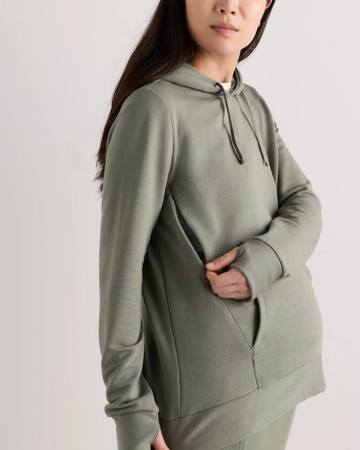 SuperSoft Fleece Maternity & Nursing Hoodie - XS / Off-White