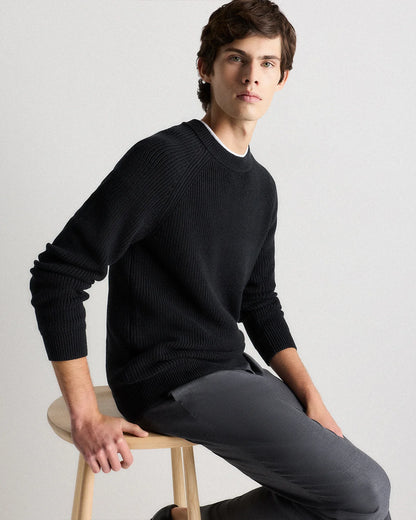 100% Organic Cotton Ribbed Crewneck Sweater - XS / Bahia Blue