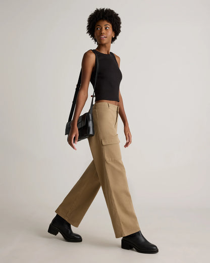 Organic Stretch Cotton Twill Cargo Pants - 0 / Light Khaki