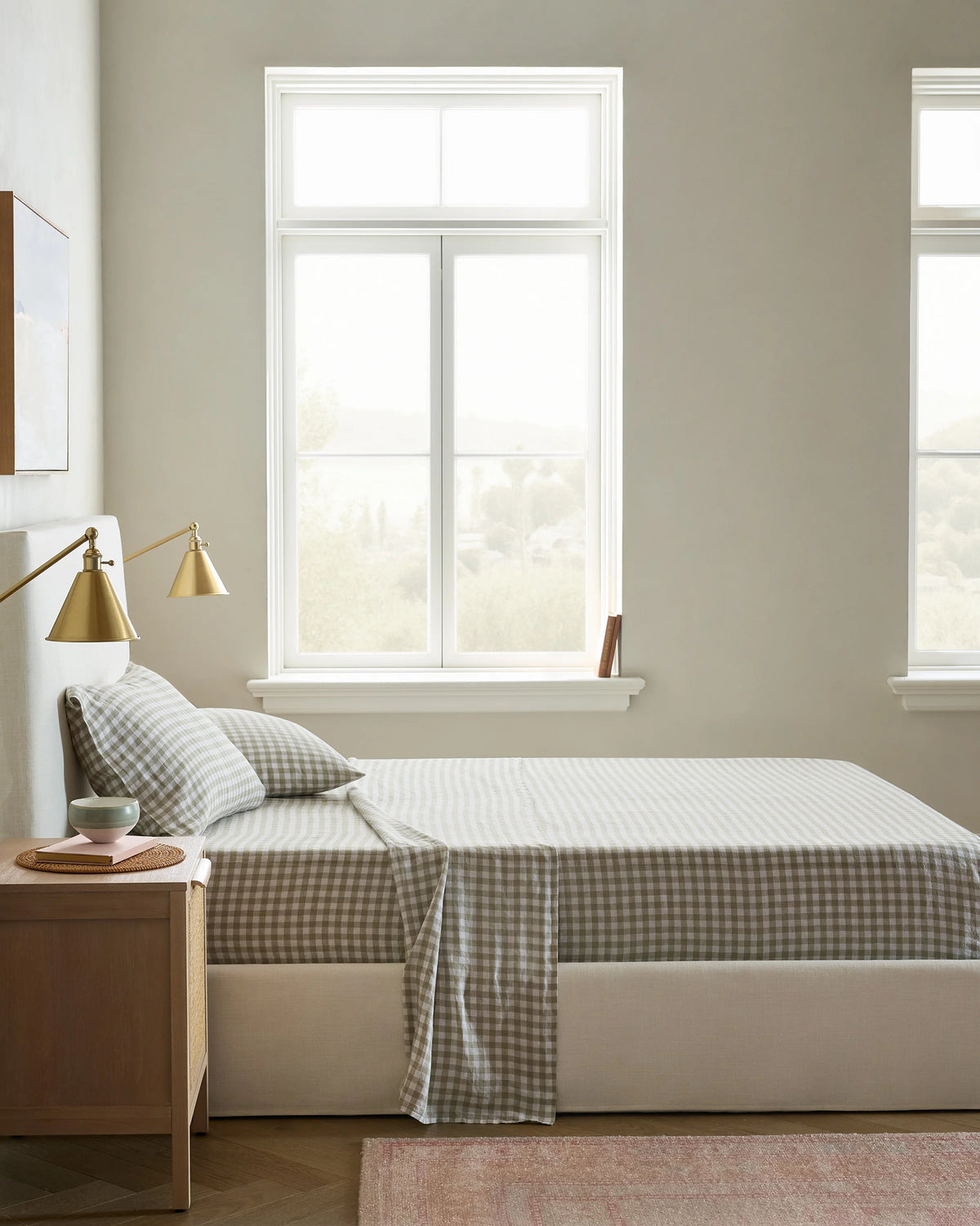 European Linen Gingham Deluxe Bedding Bundle - Twin / Willowleaf