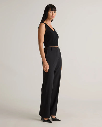 Italian Wool Straight Leg Pants - 0 / Black