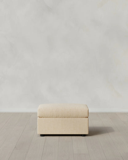 Brennan Ottoman in Performance Chenille Linen Blend - One Size / Snow