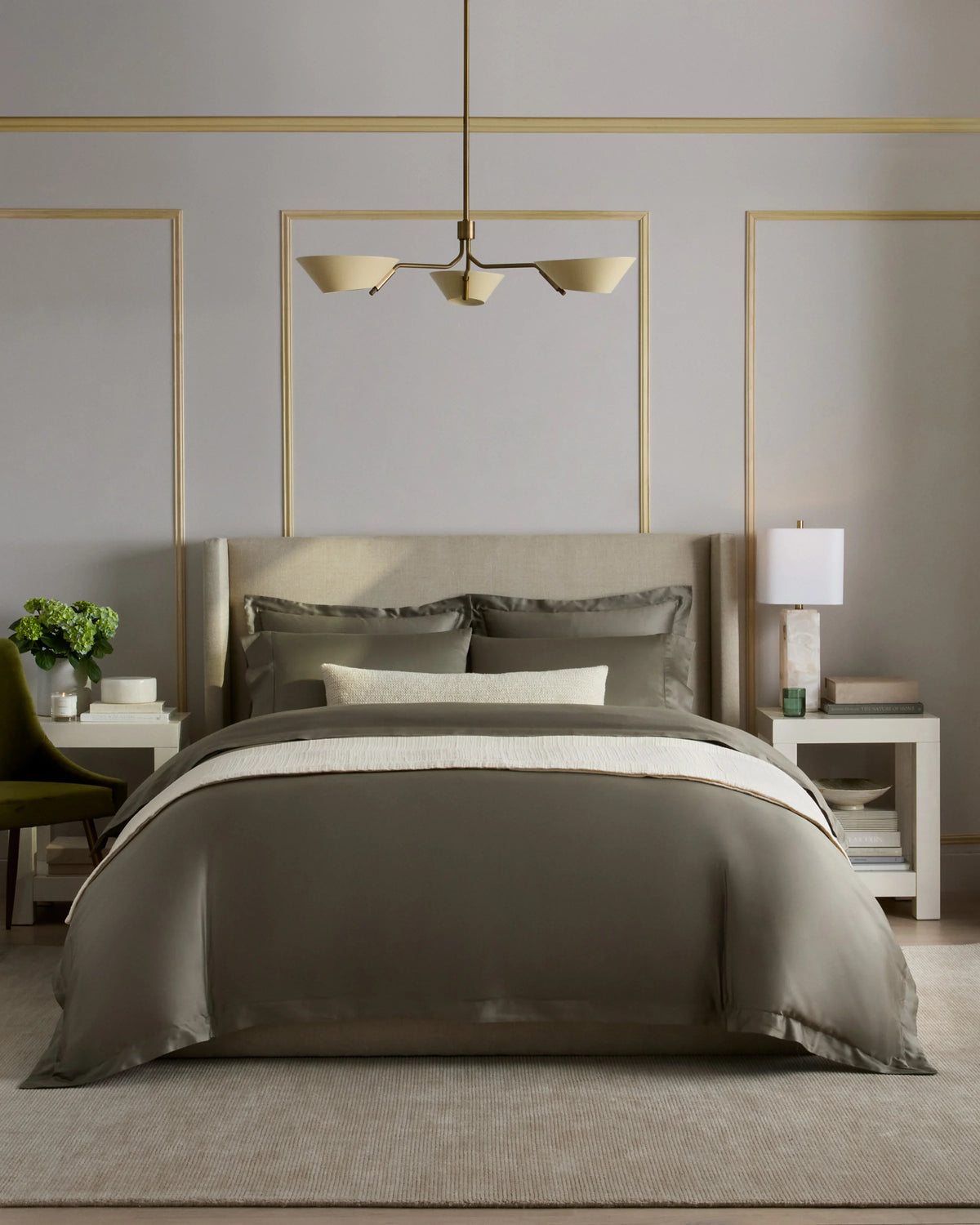 Signature Giza Cotton Sateen Duvet Cover - Twin / Light Grey