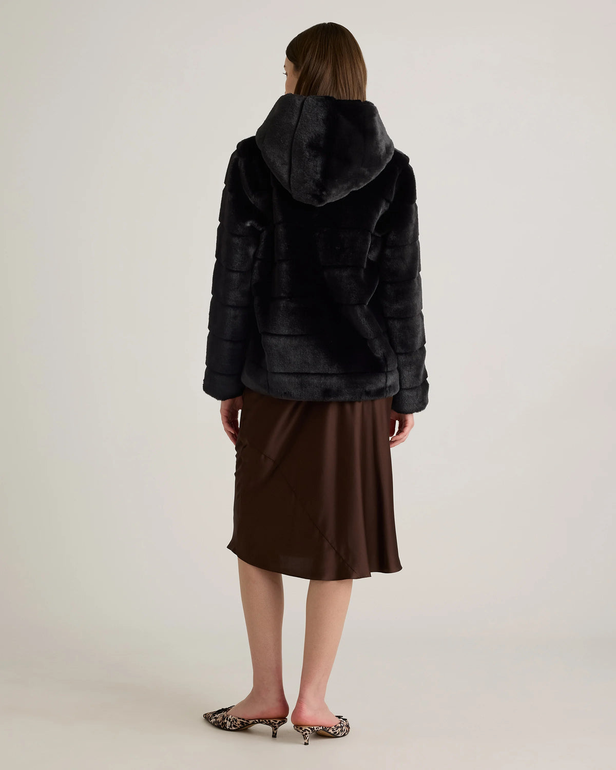 Hooded Faux Fur Jacket - XS / Black