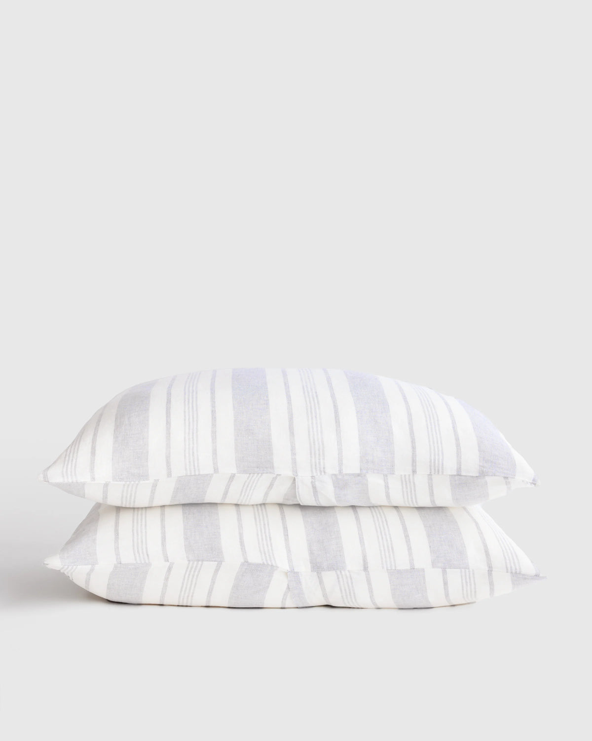 European Linen Modern Stripe Sham Set - Standard / Ivory/Light Blue