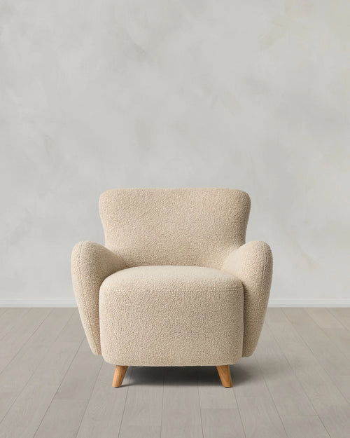 Teddy Boucle Petite Wingback Accent Chair - One Size / Oatmeal