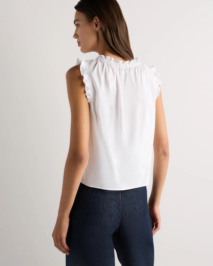 Cotton Viscose Voile Ruffle Trim Tank - XS / Classic Mini Gingham