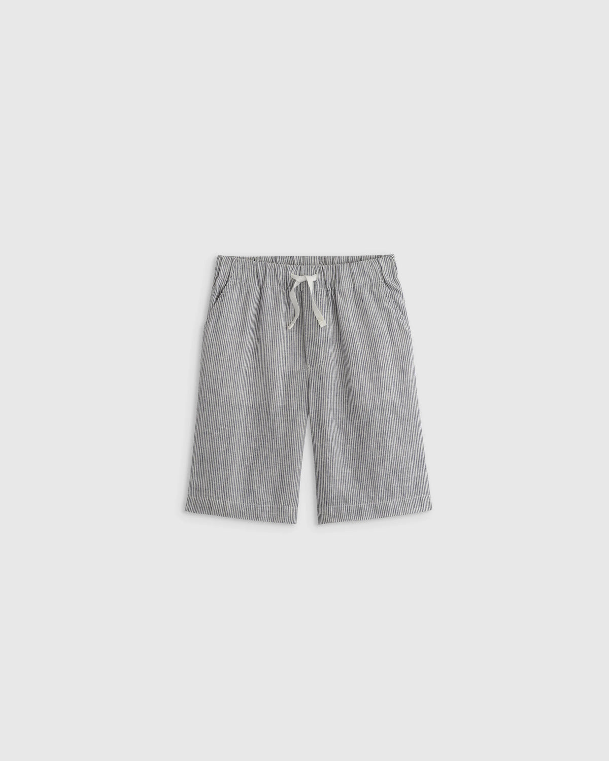 100% European Linen Pull-On Shorts - 6 / Blue Pinstripe