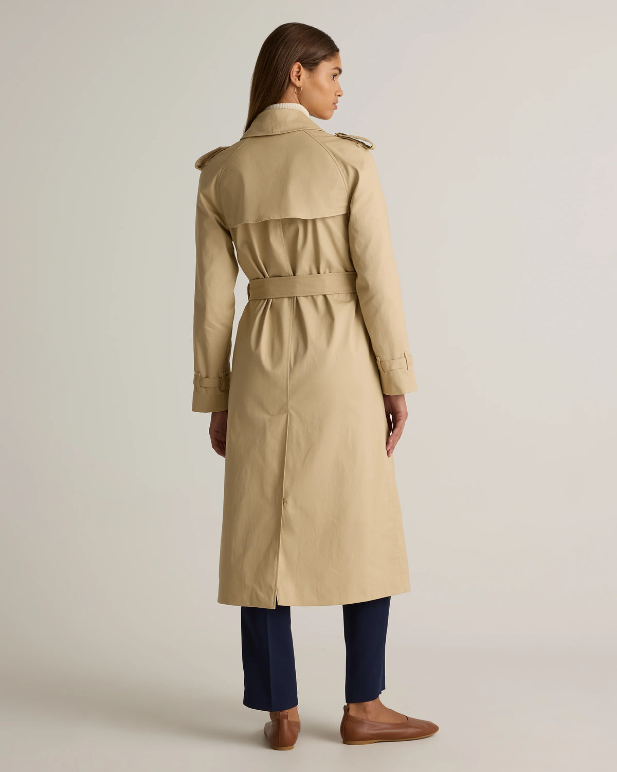 Comfort Stretch Long Trench Coat - XS / Dark Khaki