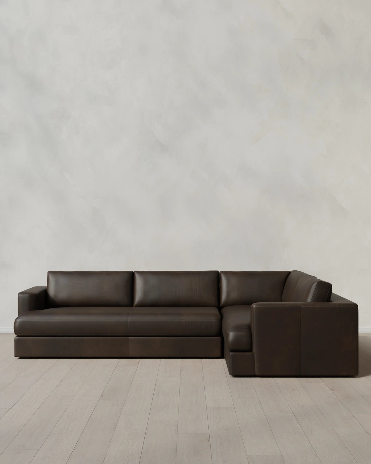 Sierra Curved Arm L Sectional in Leather - Right Arm / Auburn