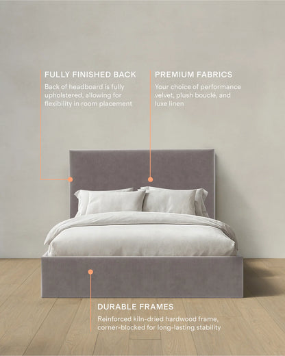 Square Bed in Performance Velvet - Full / Butterscotch