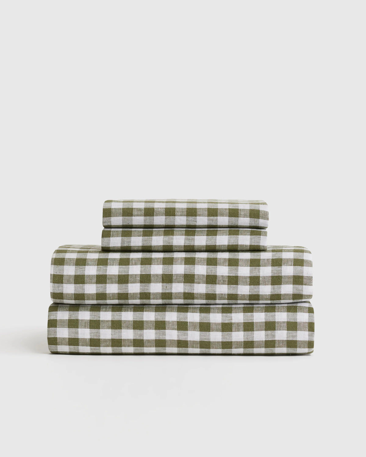 European Linen Gingham Sheet Set - Twin / Blue Fog