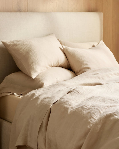 European Linen Deluxe Bedding Bundle - Twin / Willowleaf/White Stripe